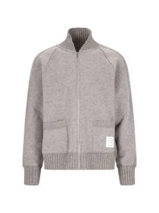 Alpaca Wool Zipper Bomber Jacket Grey - THOM BROWNE - BALAAN 2