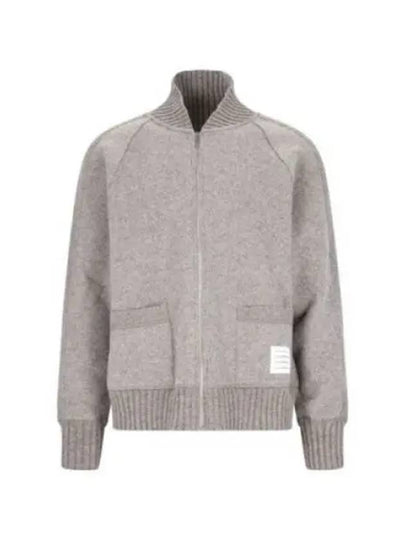 Alpaca Wool Zipper Bomber Jacket Grey - THOM BROWNE - BALAAN 2