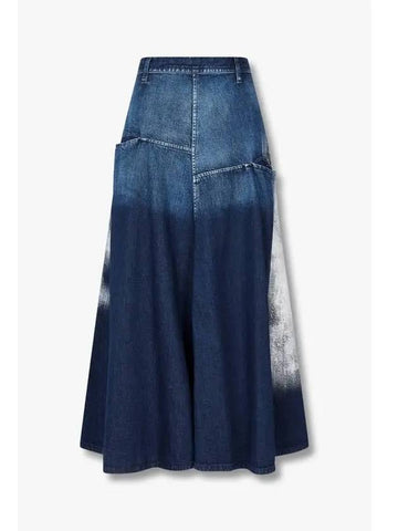 Yohji Yamamoto Y s Painted Flare Denim Skirt Indigo - YOHJI YAMAMOTO - BALAAN 1