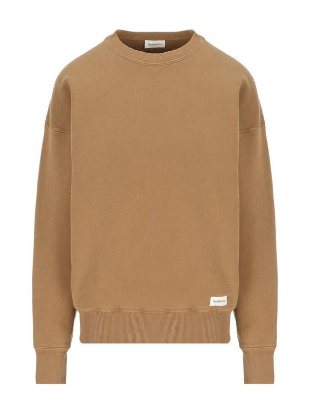 Crew Neck Sweatshirt Dark Beige - SAINT LAURENT - BALAAN 2