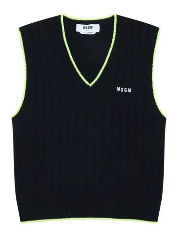 Embroidered Micro Logo Wool Vest Black - MSGM - BALAAN 1