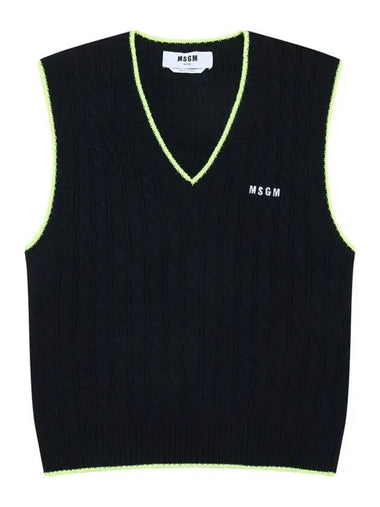 Embroidered Micro Logo Wool Vest Black - MSGM - BALAAN 1