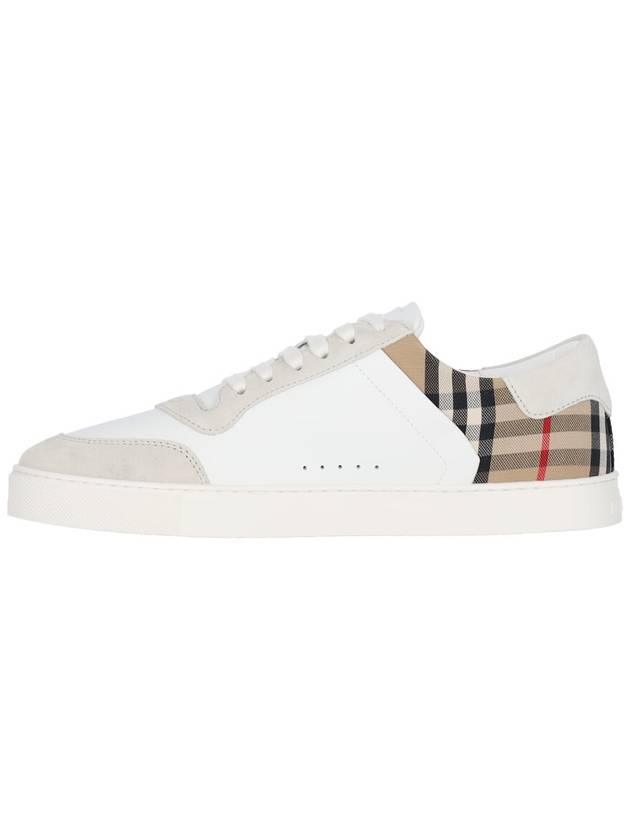 Check Leather Suede Sneakers Natural White Archive Beige - BURBERRY - BALAAN 4