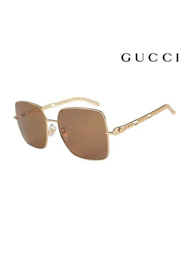 Eyewear Interlocking G Charm Chain Oversized Sunglasses Gold Black - GUCCI - BALAAN 1