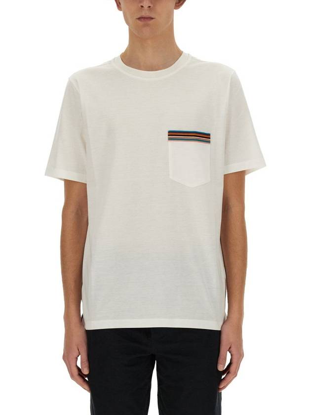 Signature Striped Pocket Short Sleeve T-Shirt White - PAUL SMITH - BALAAN 2