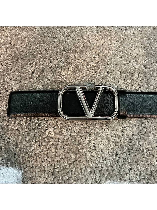 V Logo Signature Leather Belt Black - VALENTINO - BALAAN 5