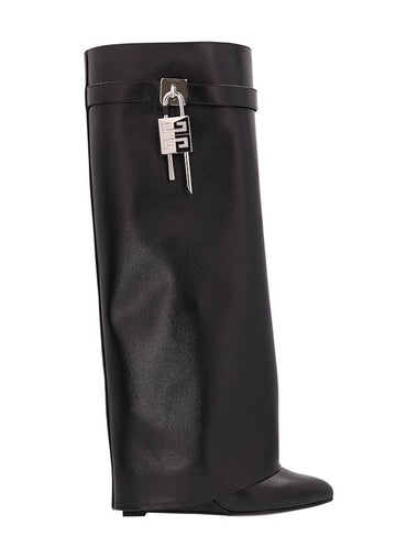 SHARK LOCK WIDE LEATHER BOOTS - GIVENCHY - BALAAN 1