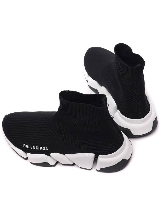 Women's Speed 2.0 Trainer Black Knit White Sole High Top Sneakers Black - BALENCIAGA - BALAAN 7