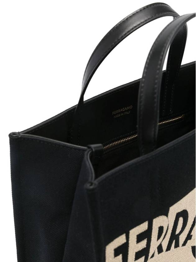 Logo Print Tote Bag Black - SALVATORE FERRAGAMO - BALAAN 4