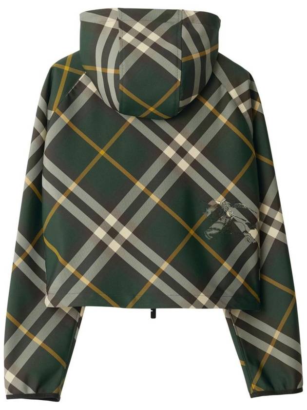 Check Pattern Zip-Up Hoodie Green - BURBERRY - BALAAN 5