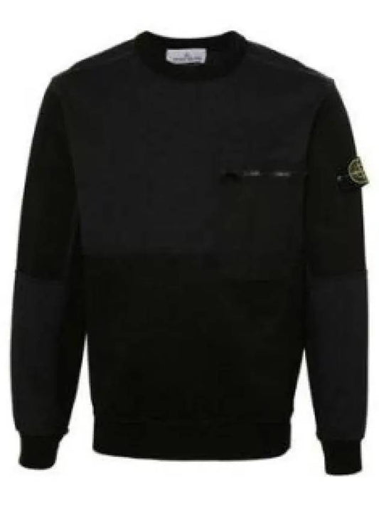 Compass Panel Zipper Pocket Cotton Sweatshirt Black - STONE ISLAND - BALAAN 2