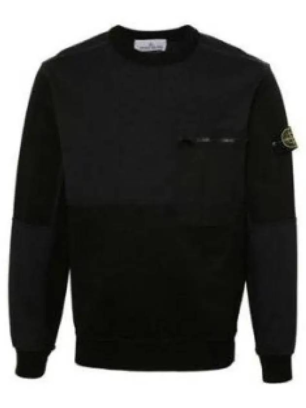 Compass Panel Zipper Pocket Cotton Sweatshirt Black - STONE ISLAND - BALAAN 2