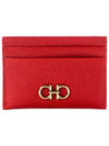 Gancini Card Wallet Lipstick Red - SALVATORE FERRAGAMO - BALAAN 2