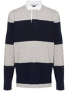 Striped Classic Fit Long Sleeve Polo Shirt Grey Navy - POLO RALPH LAUREN - BALAAN 1