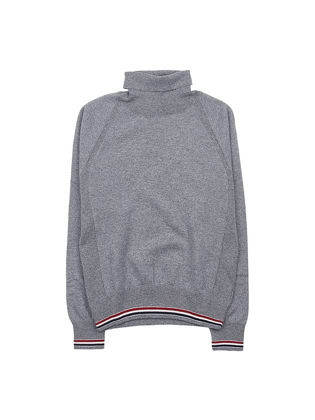 Striped Detail Cashmere Turtleneck Grey - THOM BROWNE - BALAAN 2