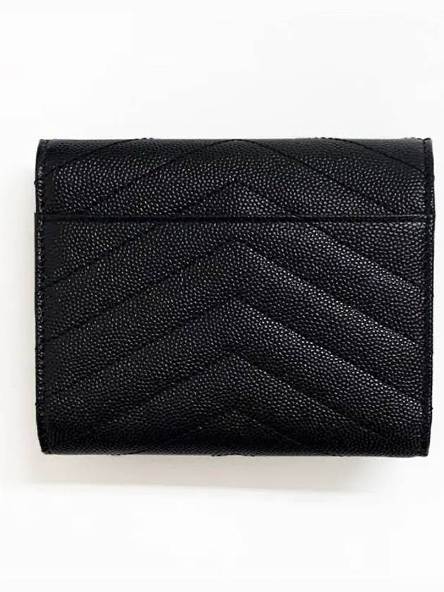 Matelasse Monogram Quilting Flap Half Wallet Black - SAINT LAURENT - BALAAN 3