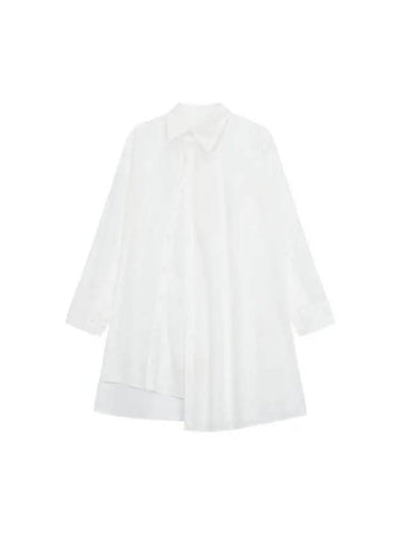 Yohji Yamamoto REGULATION Flared Button Up Cotton Shirt White - YOHJI YAMAMOTO - BALAAN 1