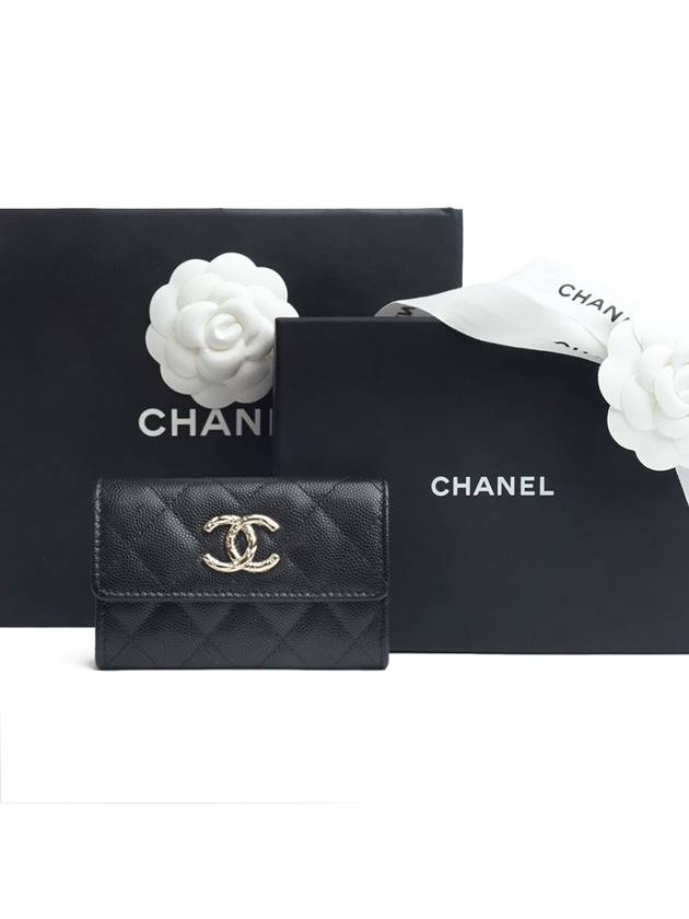 gold logo caviar card wallet black - CHANEL - BALAAN 2