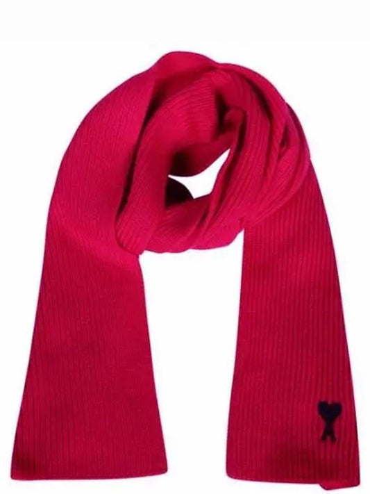 Heart Logo Merino Wool Muffler Pink - AMI - BALAAN 2