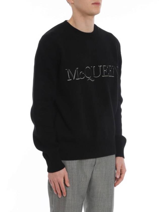 Embroidered Logo Knit Top Black - ALEXANDER MCQUEEN - BALAAN 3