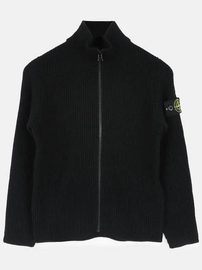 Stone Kids Waffen Patch High Neck Knit Zip up Jacket Black 7516513A3 V0029 - STONE ISLAND - BALAAN 2