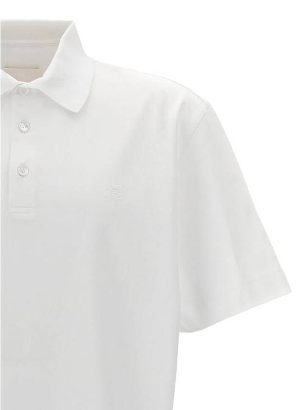 Embroidered Logo Cotton Polo Shirt White - GIVENCHY - BALAAN 4