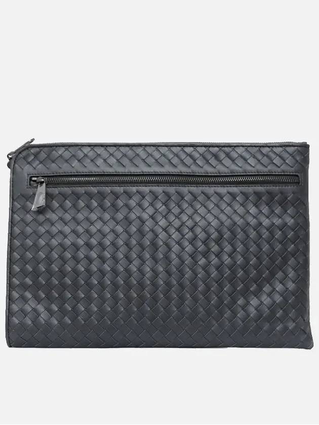 Intrecciato Weaving Zipper Clutch Bag Gray - BOTTEGA VENETA - BALAAN 2