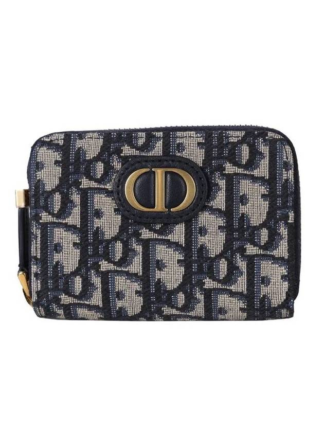 Small 30 Montaigne Voyageur Coin Purse Blue  Oblique Jacquard - DIOR - BALAAN 1