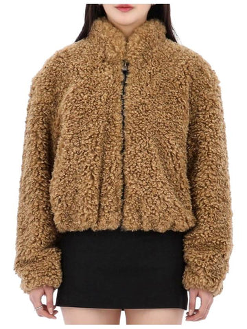 Anasta Teddy Crop Shearling Coat Brown - ISABEL MARANT - BALAAN 1