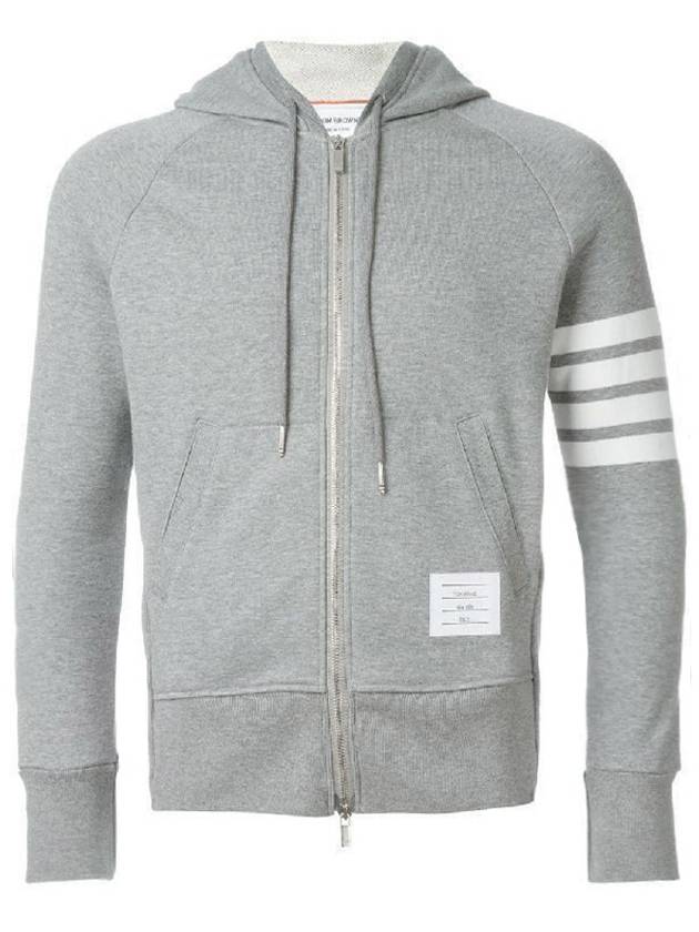 Engineered 4 Bar Diagonal Zip Up Hoodie Light Grey - THOM BROWNE - BALAAN 2