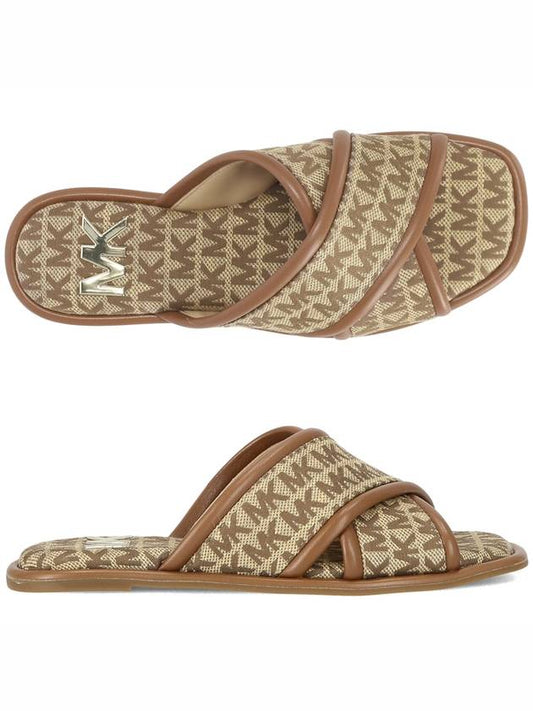 Gideon logo jacquard slippers beige - MICHAEL KORS - BALAAN 2