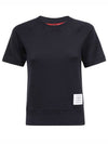 Women's Loopback Cotton Short Sleeve T-Shirt Navy - THOM BROWNE - BALAAN 2