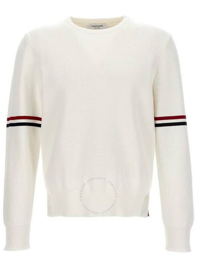 Men's Milan Stitch Armband Crew Neck Knit Top White - THOM BROWNE - BALAAN 2