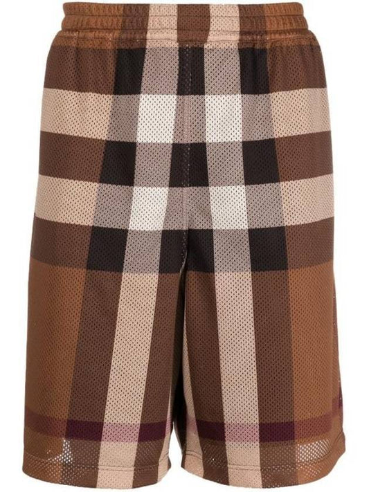 Men's Check Mesh Bermuda Shorts Dark Birch Brown - BURBERRY - BALAAN 1