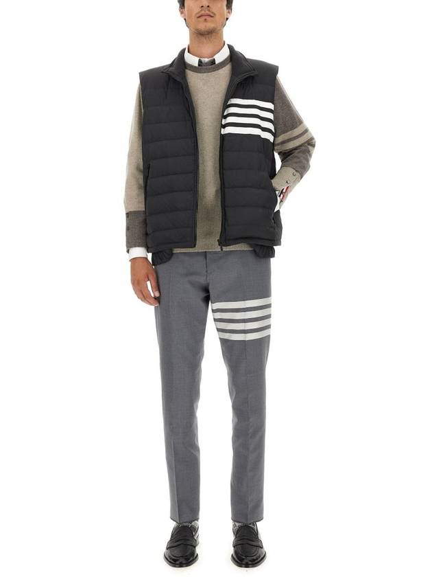 4 Bar Poly Twill Down Vest Charcoal - THOM BROWNE - BALAAN 3