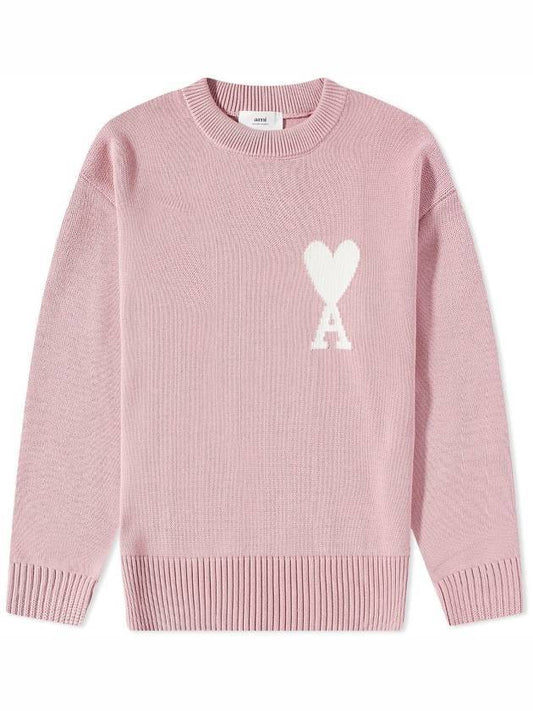 Big heart logo knit top pale pink - AMI - BALAAN 1