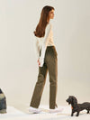 RYUL+WAI: slit straight color denim pants khaki brown - RYUL+WAI: - BALAAN 4