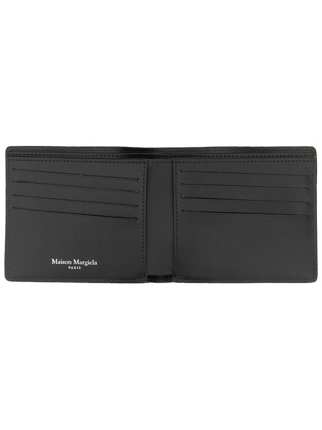 Stitched Bifold Leather Half Wallet Black - MAISON MARGIELA - BALAAN 3