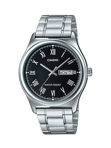 Roman Numerals Metal Analog Watch Black Silver - CASIO - BALAAN 1