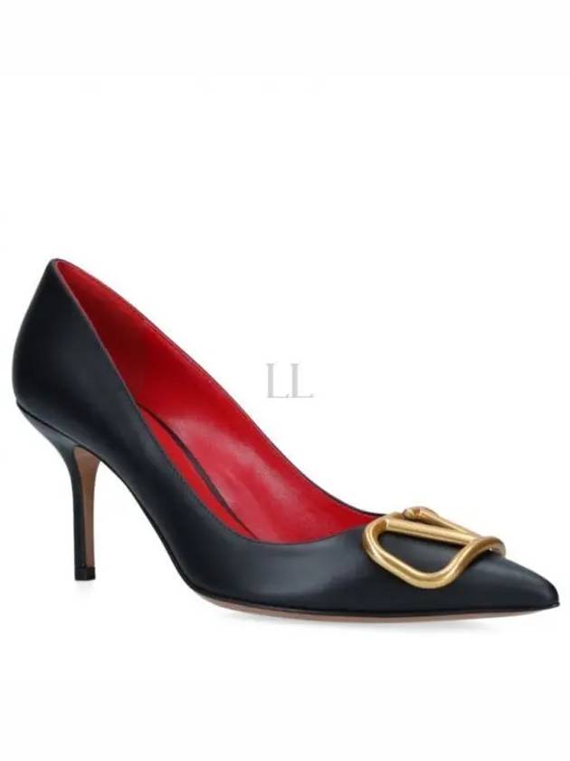 V Logo Signature Smooth Leather Pumps Black - VALENTINO - BALAAN 2