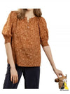 Women's Flower Print Puff Sleeve Cotton Blouse Brown - VANESSA BRUNO - BALAAN 2