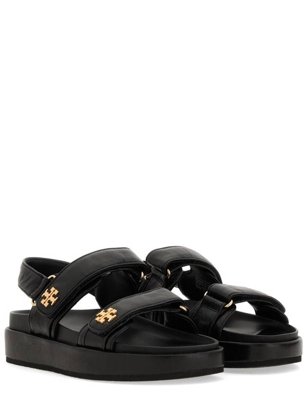 Kira Sports Logo Leather Sandals Black - TORY BURCH - BALAAN 5