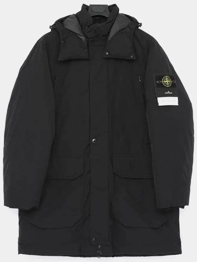 Polyester Micro Twill Long Down Parka Black - STONE ISLAND - BALAAN 2