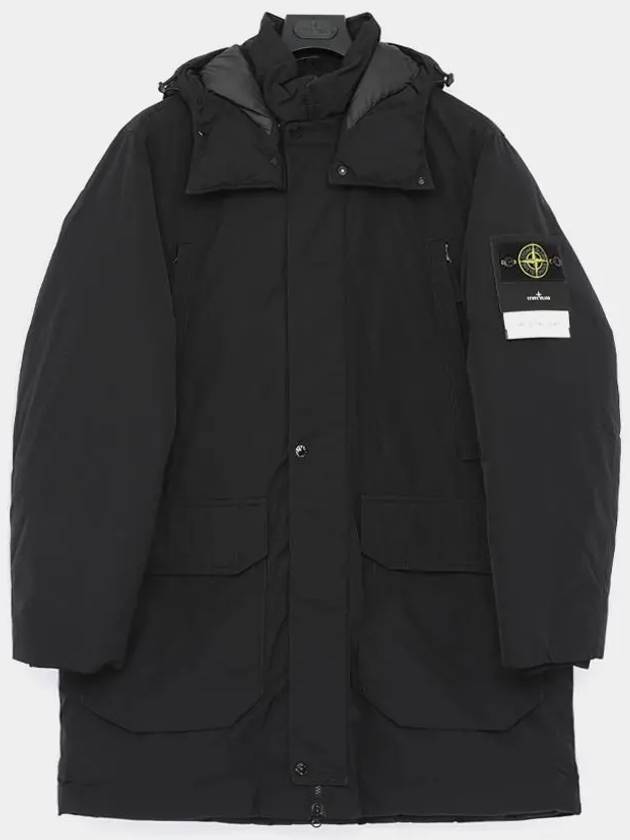 Polyester Micro Twill Long Down Parka Black - STONE ISLAND - BALAAN 3