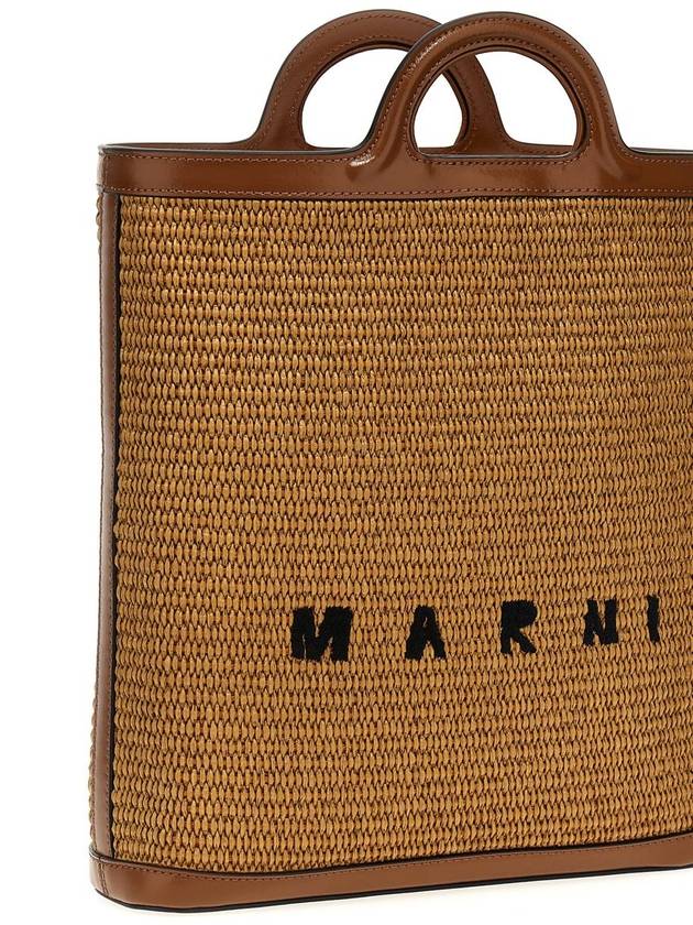 Tropicalia Embroidered Logo Shopper Tote Bag Brown - MARNI - BALAAN 4