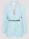 Belted Wool Blazer Jacket Light Blue - BOTTEGA VENETA - BALAAN 6