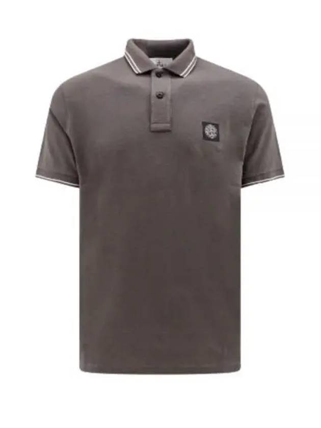 Stretch Cotton Pique Short Sleeve Polo Shirt Grey - STONE ISLAND - BALAAN 2