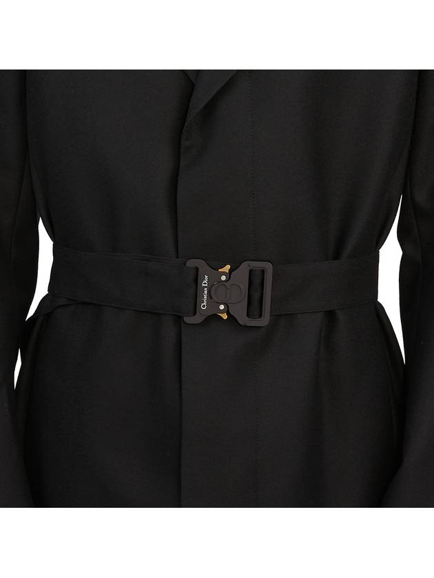 logo buckle wool single coat black - DIOR - BALAAN.