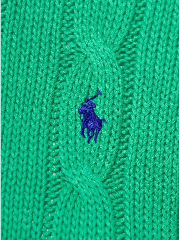 Embroidered Logo Pony Cable Knit Top Green - POLO RALPH LAUREN - BALAAN 4