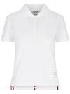 Classic Pique Center Back Stripe Relaxed Fit Short Sleeve Polo Shirt White - THOM BROWNE - BALAAN 3